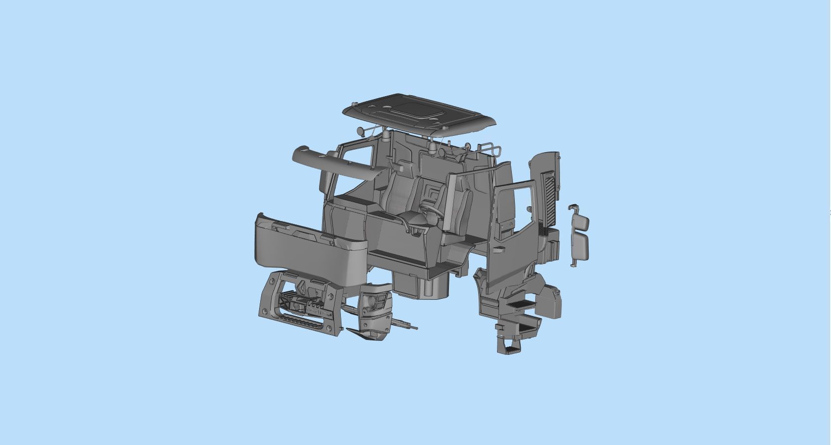 French 3D print Truck Cab  series K 3  RC car body 3D print model_12