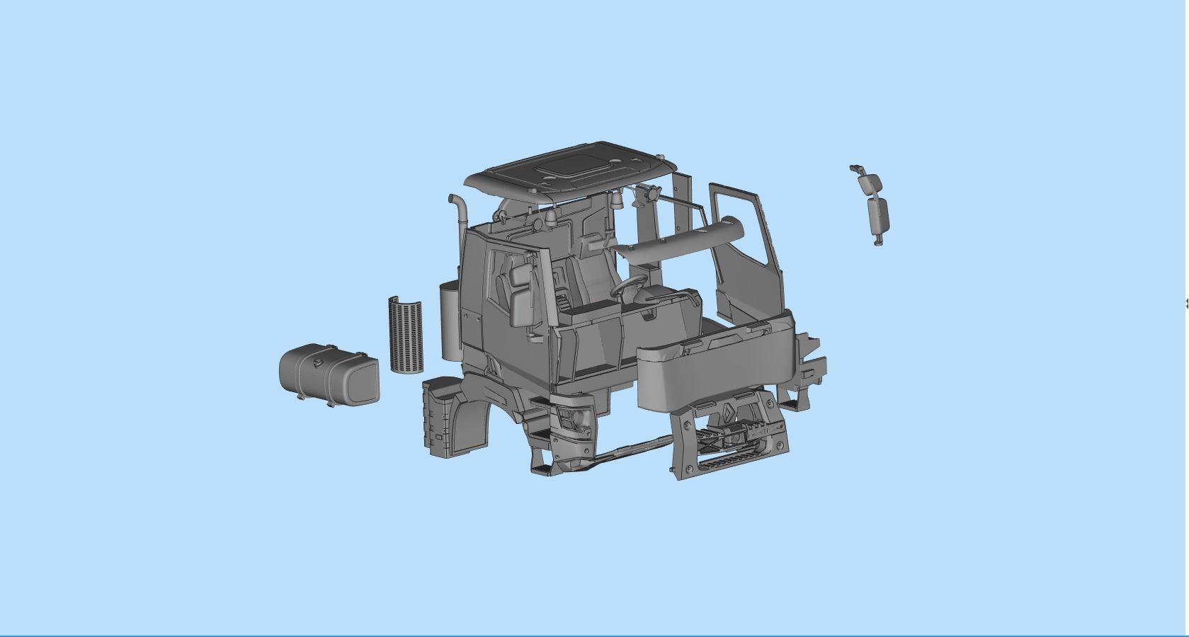 French 3D print Truck Cab  series K 3  RC car body 3D print model_18