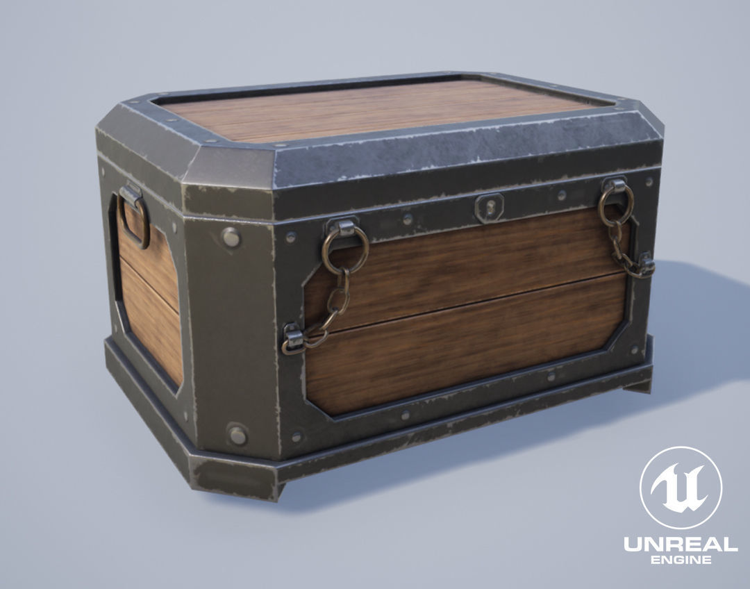 Medieval Treasure Chest - Wooden Chest IX Low-poly 3D model_7