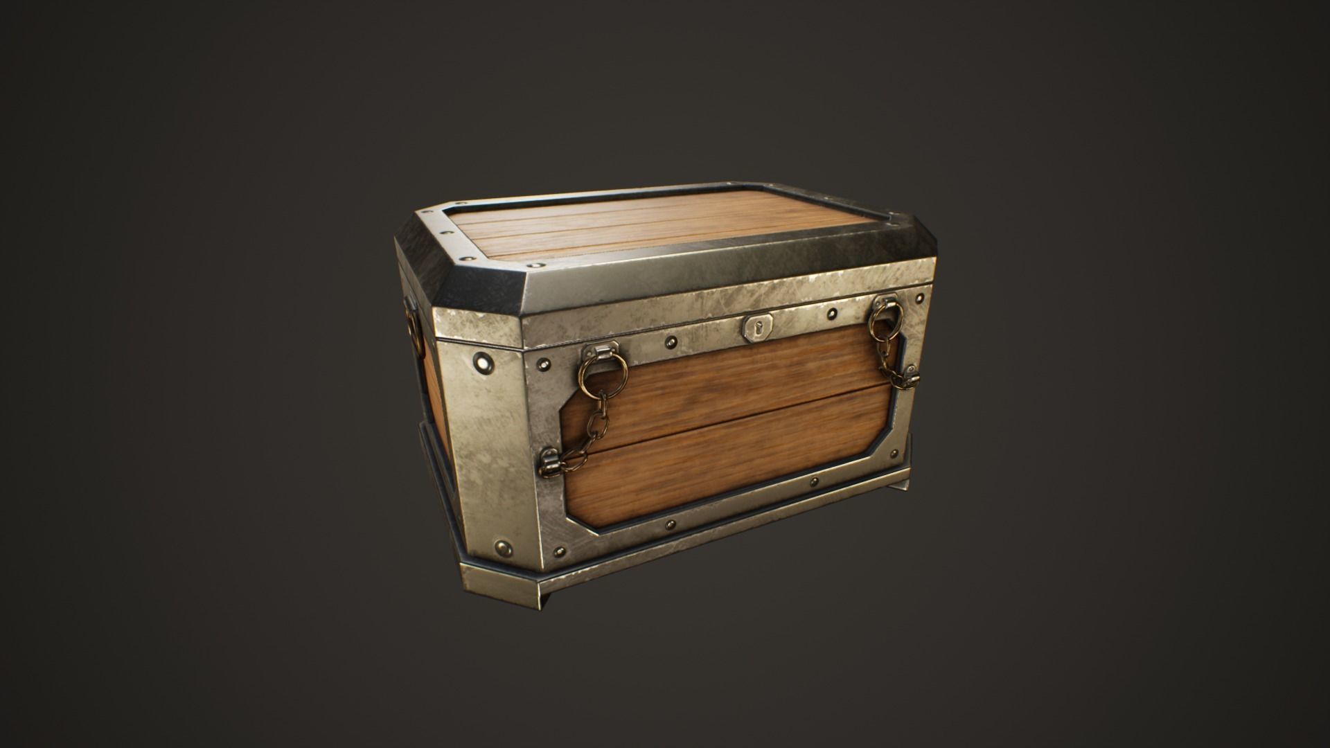 Medieval Treasure Chest - Wooden Chest IX Low-poly 3D model_2