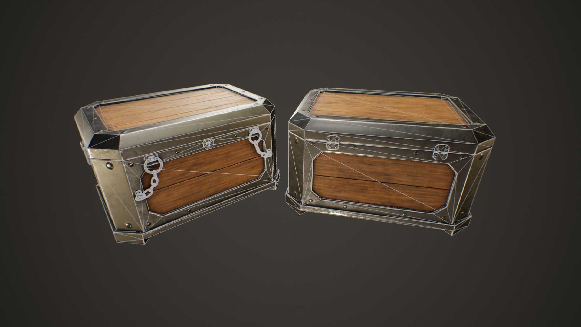 Medieval Treasure Chest - Wooden Chest IX Low-poly 3D model_4