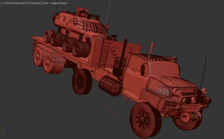 Military semi trailer Low-poly 3D model_16