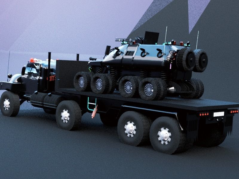 Military semi trailer Low-poly 3D model_19