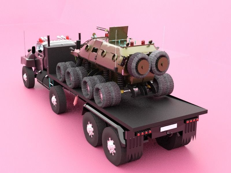 Military semi trailer Low-poly 3D model_10