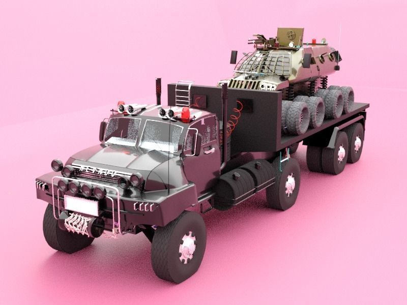 Military semi trailer Low-poly 3D model_5