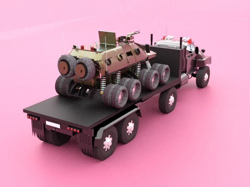 Military semi trailer Low-poly 3D model_11