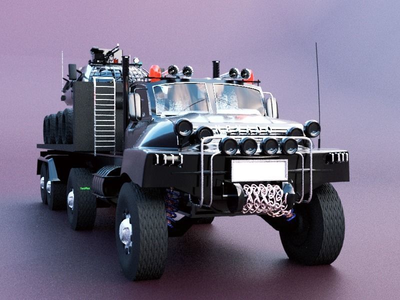 Military semi trailer Low-poly 3D model_21