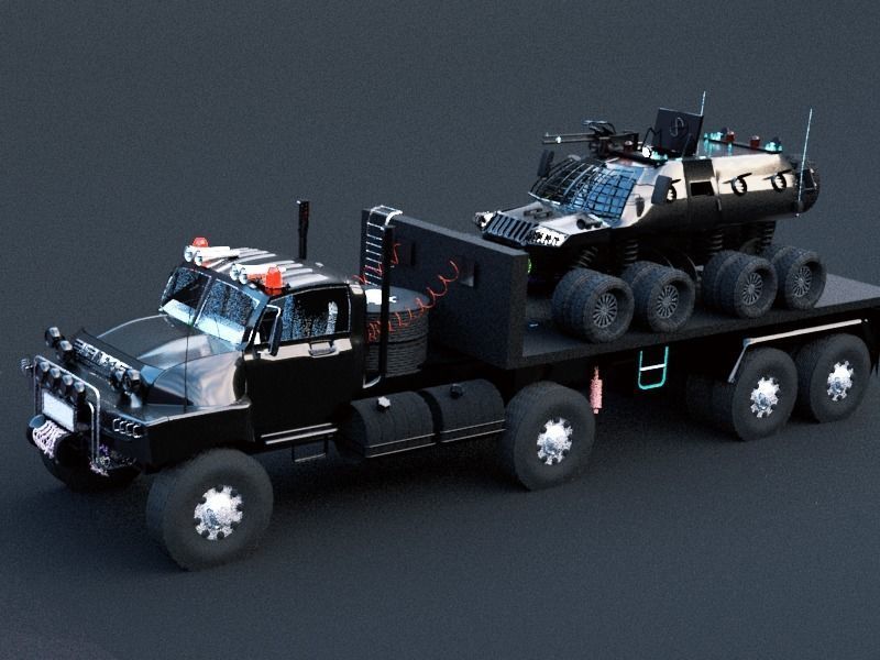 Military semi trailer Low-poly 3D model_18
