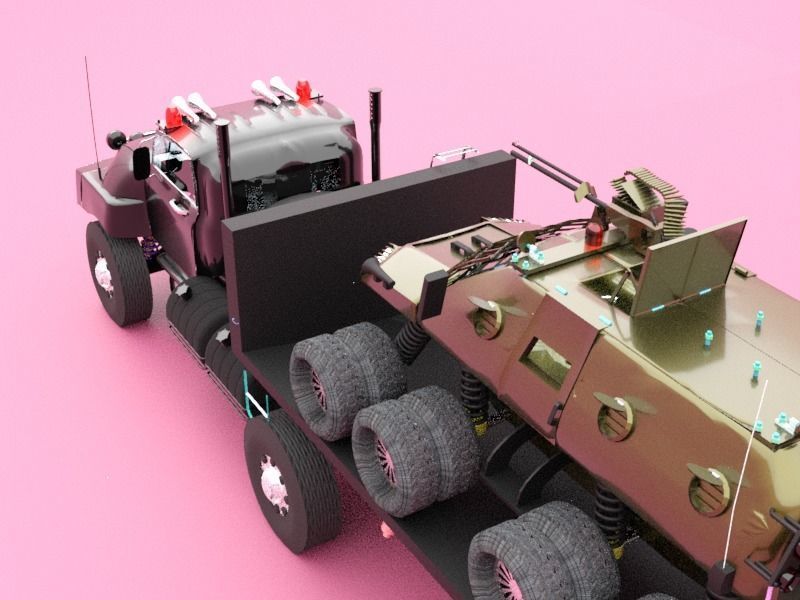 Military semi trailer Low-poly 3D model_9