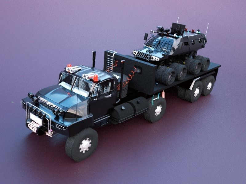 Military semi trailer Low-poly 3D model_27