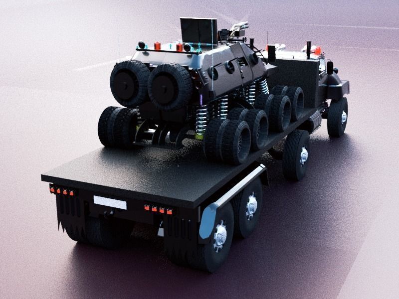 Military semi trailer Low-poly 3D model_23