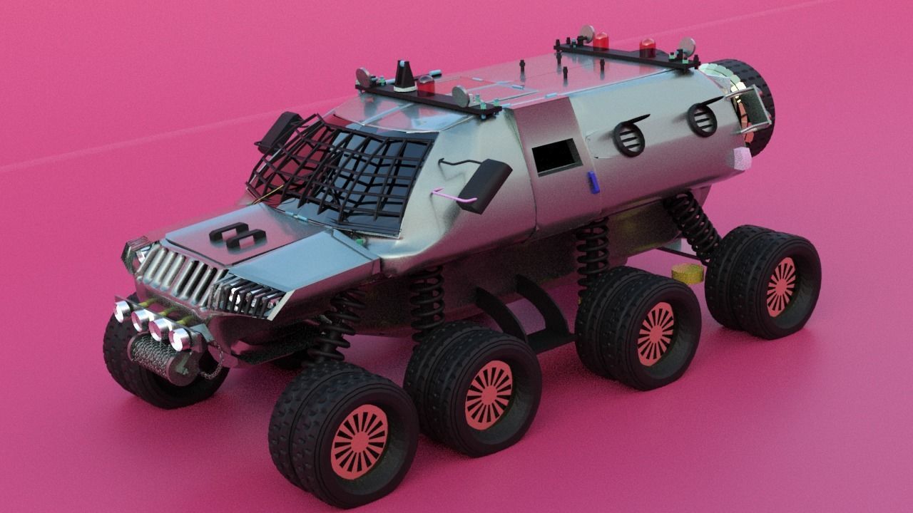 Military semi trailer Low-poly 3D model_15