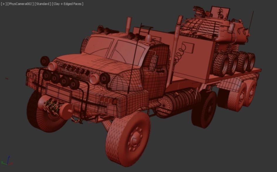 Military semi trailer Low-poly 3D model_14