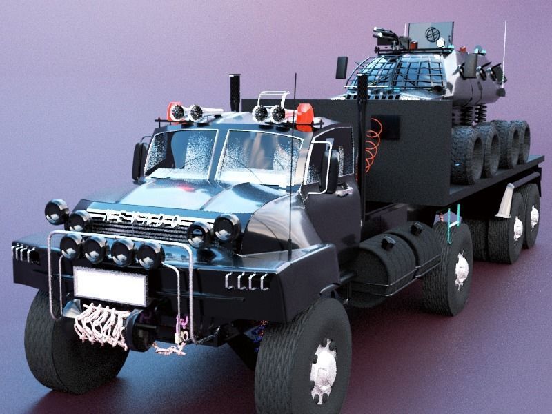 Military semi trailer Low-poly 3D model_24