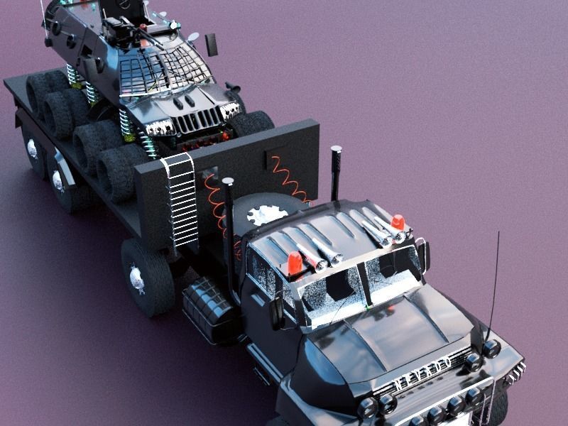 Military semi trailer Low-poly 3D model_25