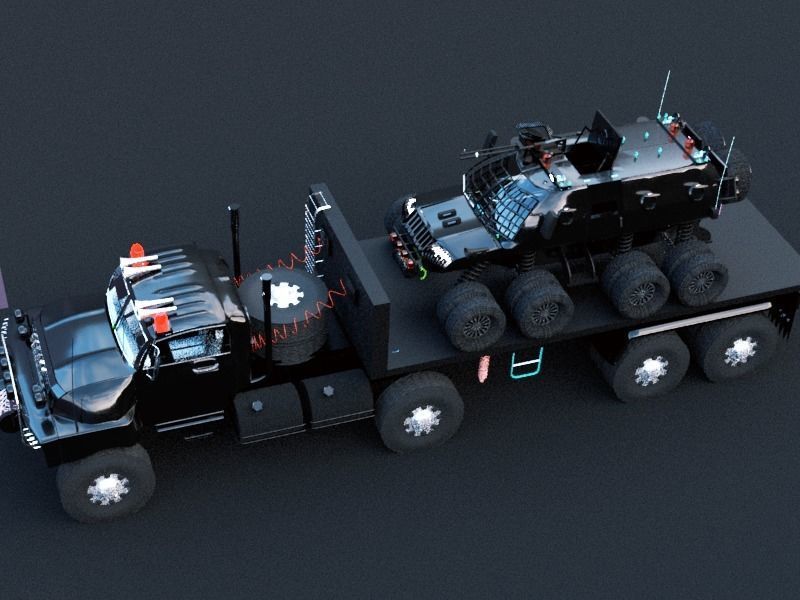 Military semi trailer Low-poly 3D model_20
