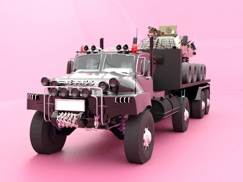 Military semi trailer Low-poly 3D model_8