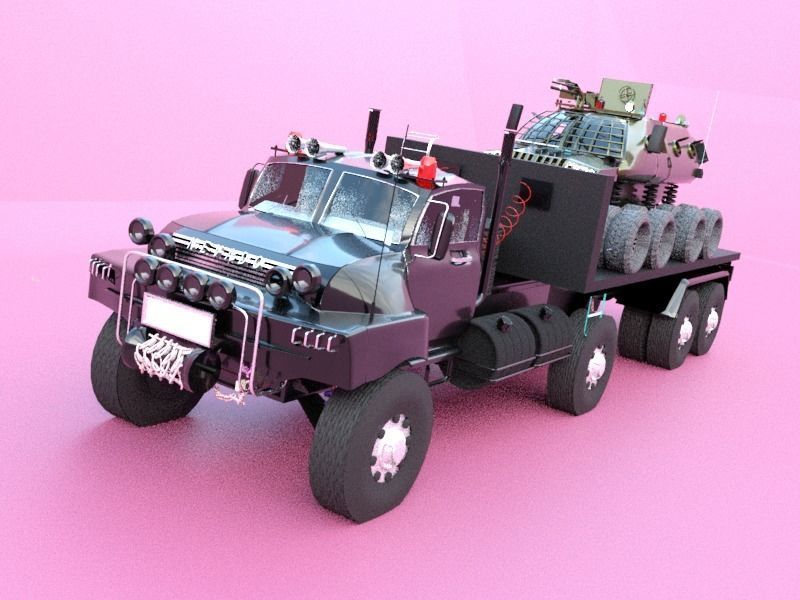 Military semi trailer Low-poly 3D model_13