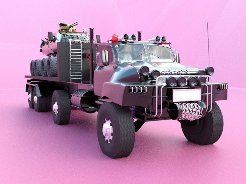 Military semi trailer Low-poly 3D model_12