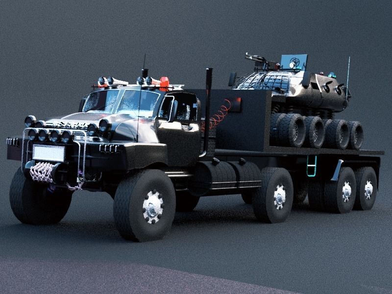 Military semi trailer Low-poly 3D model_1