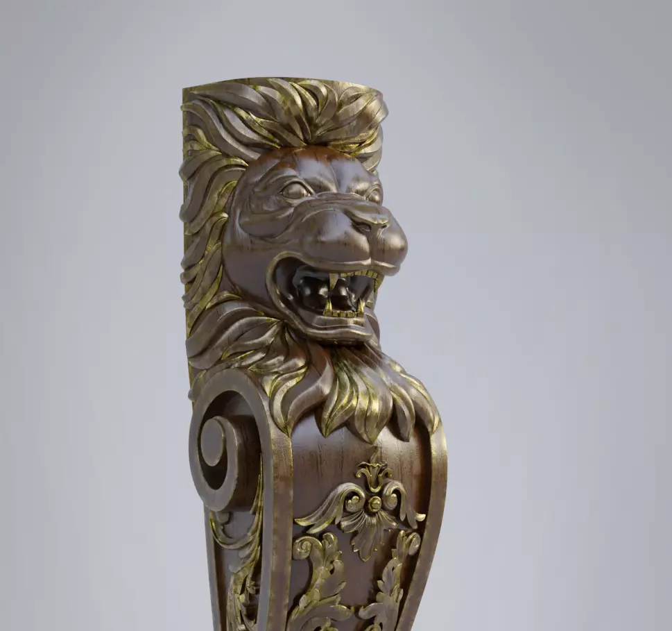 Lion Pillar Baluster 3D model_0