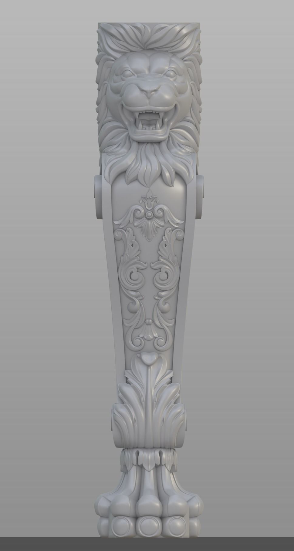 Lion Pillar Baluster 3D model_1