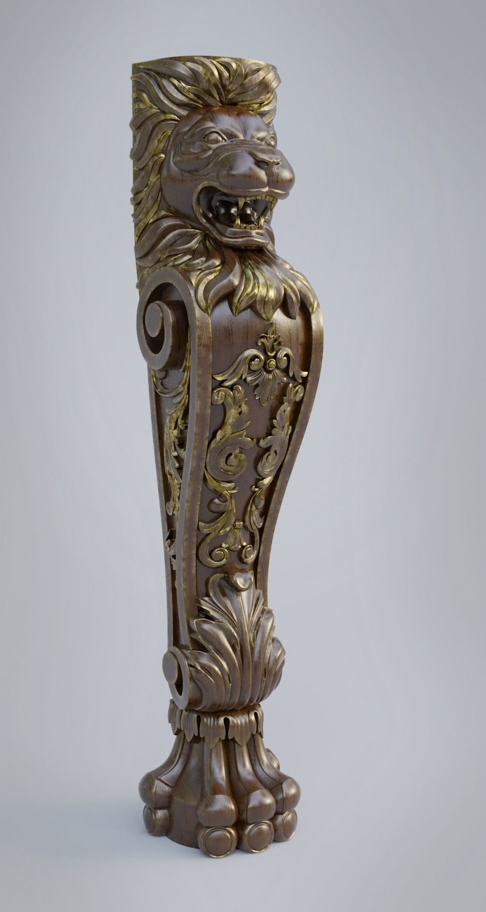 Lion Pillar Baluster 3D model_7