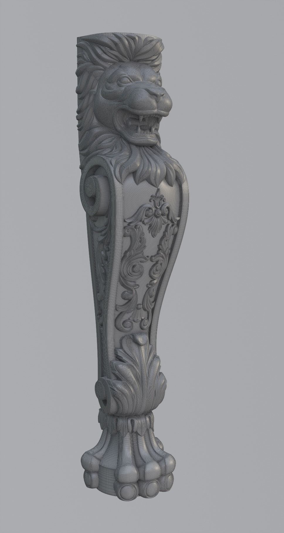 Lion Pillar Baluster 3D model_6