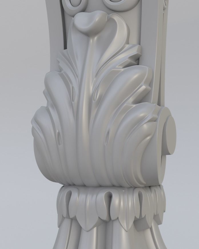 Lion Pillar Baluster 3D model_4