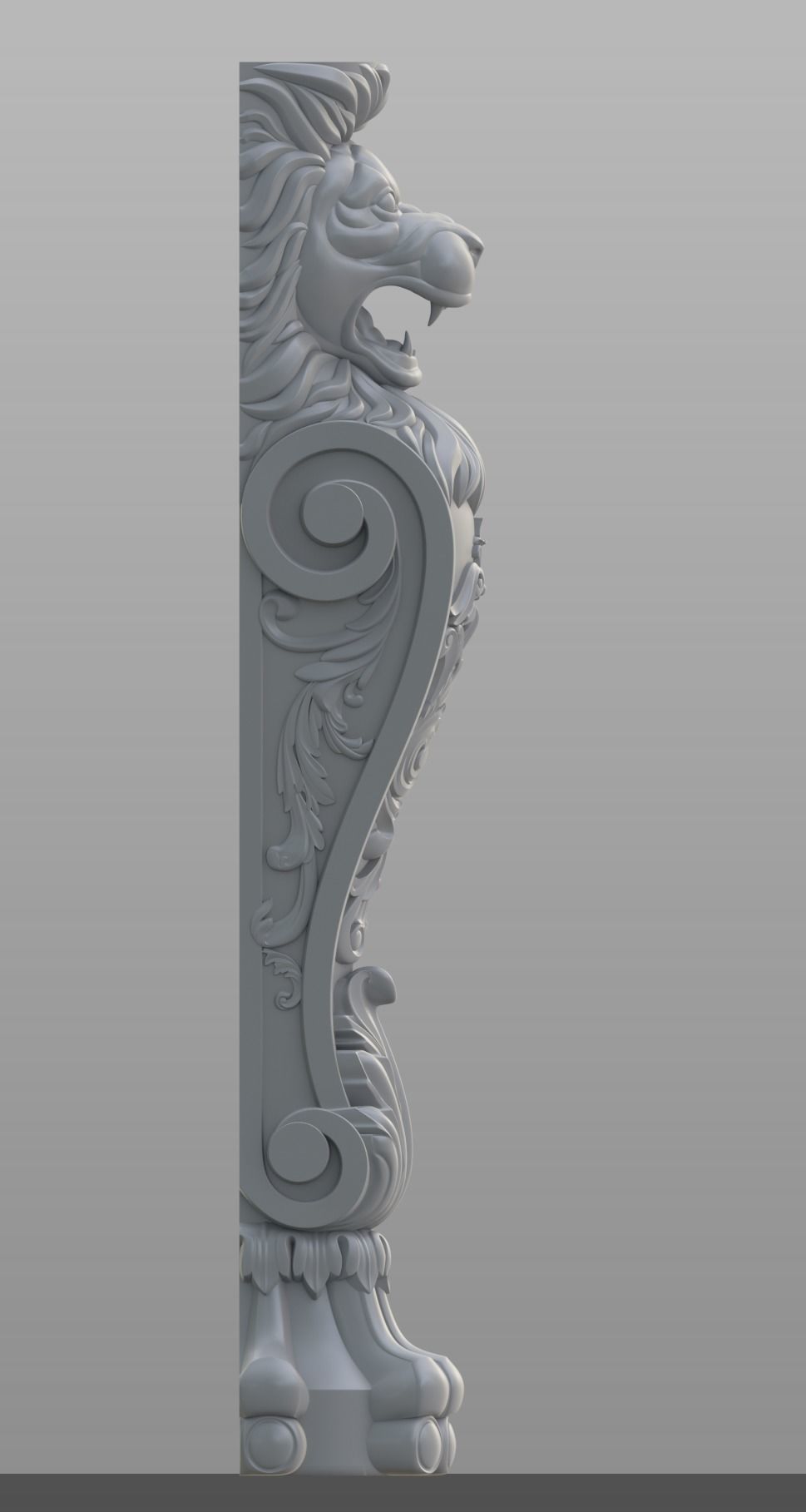 Lion Pillar Baluster 3D model_2
