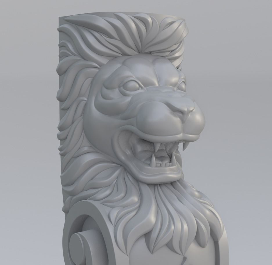 Lion Pillar Baluster 3D model_5