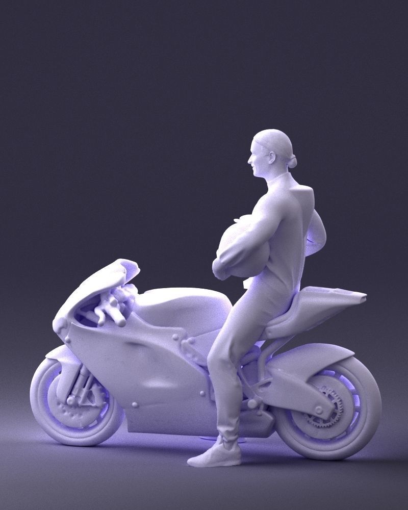 000171 Motorcycle Racer with Bike and Trophy 0809 3dp 3D print model_22
