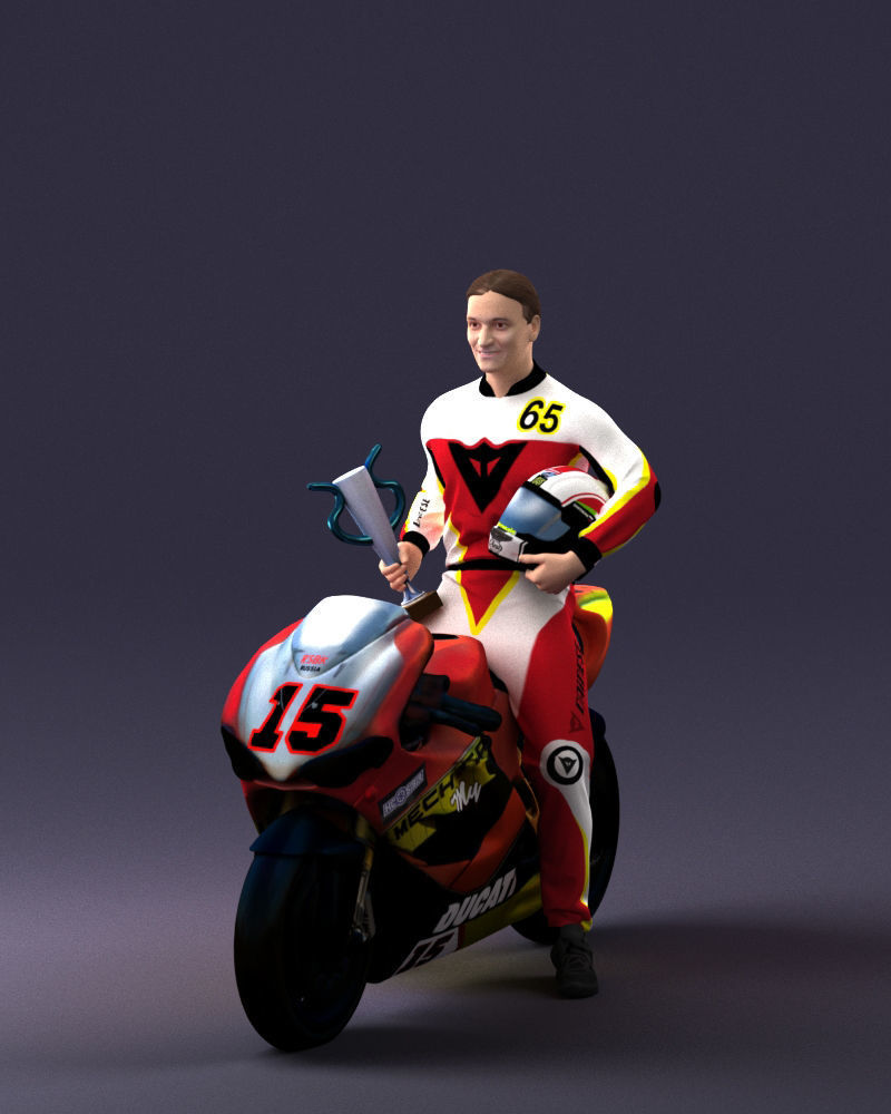 000171 Motorcycle Racer with Bike and Trophy 0809 3dp 3D print model_27