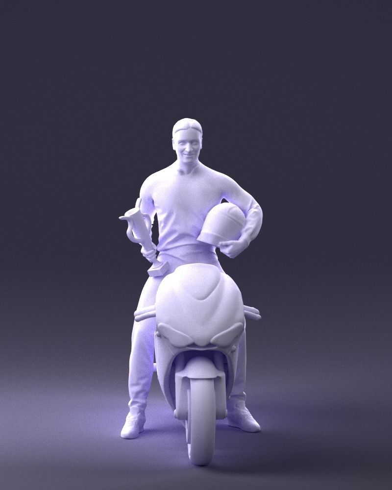 000171 Motorcycle Racer with Bike and Trophy 0809 3dp 3D print model_31