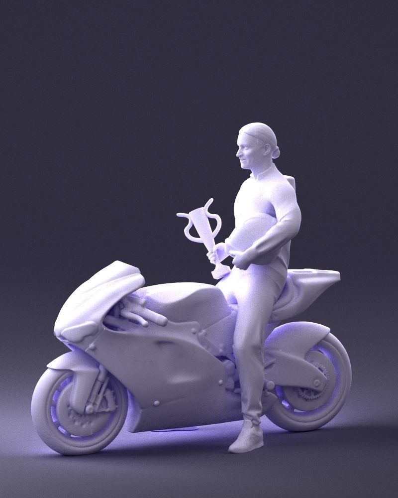 000171 Motorcycle Racer with Bike and Trophy 0809 3dp 3D print model_25