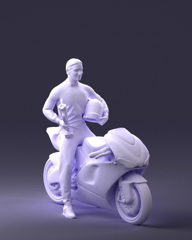 000171 Motorcycle Racer with Bike and Trophy 0809 3dp 3D print model_4