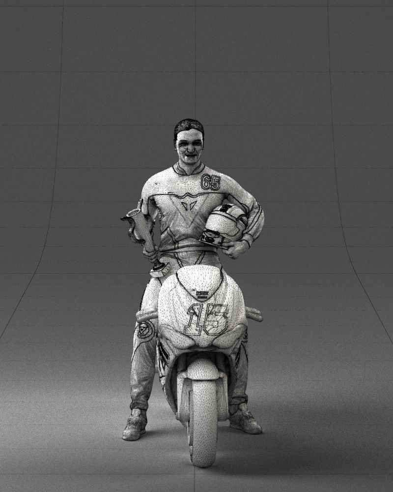 000171 Motorcycle Racer with Bike and Trophy 0809 3dp 3D print model_32