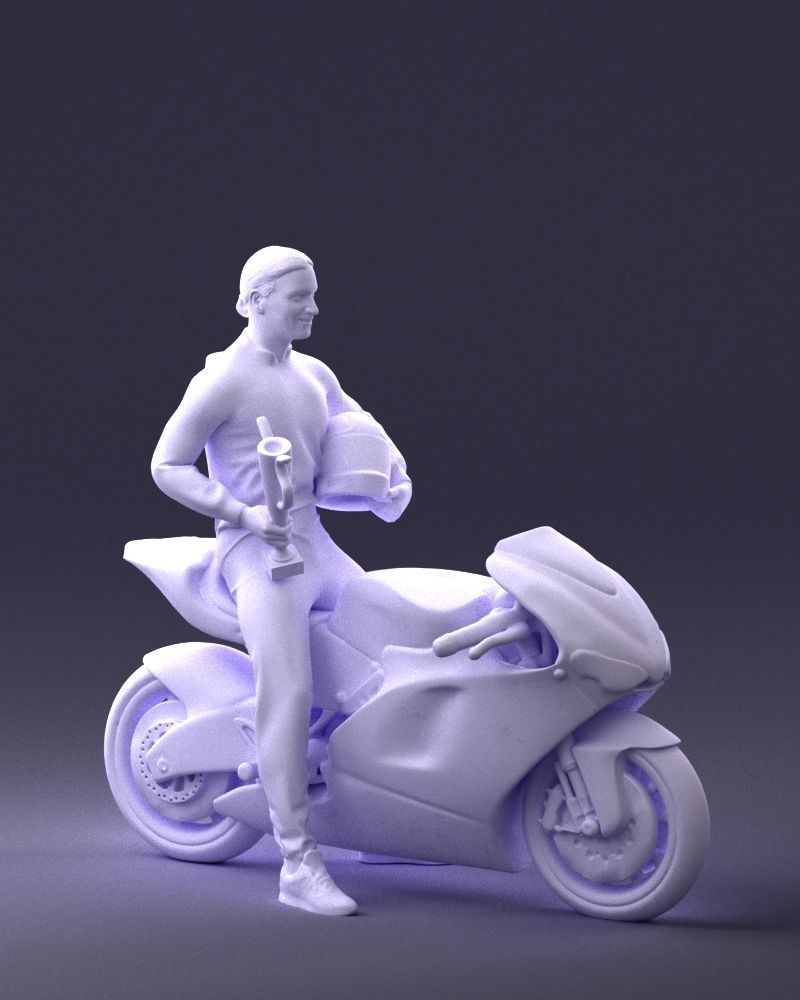 000171 Motorcycle Racer with Bike and Trophy 0809 3dp 3D print model_7