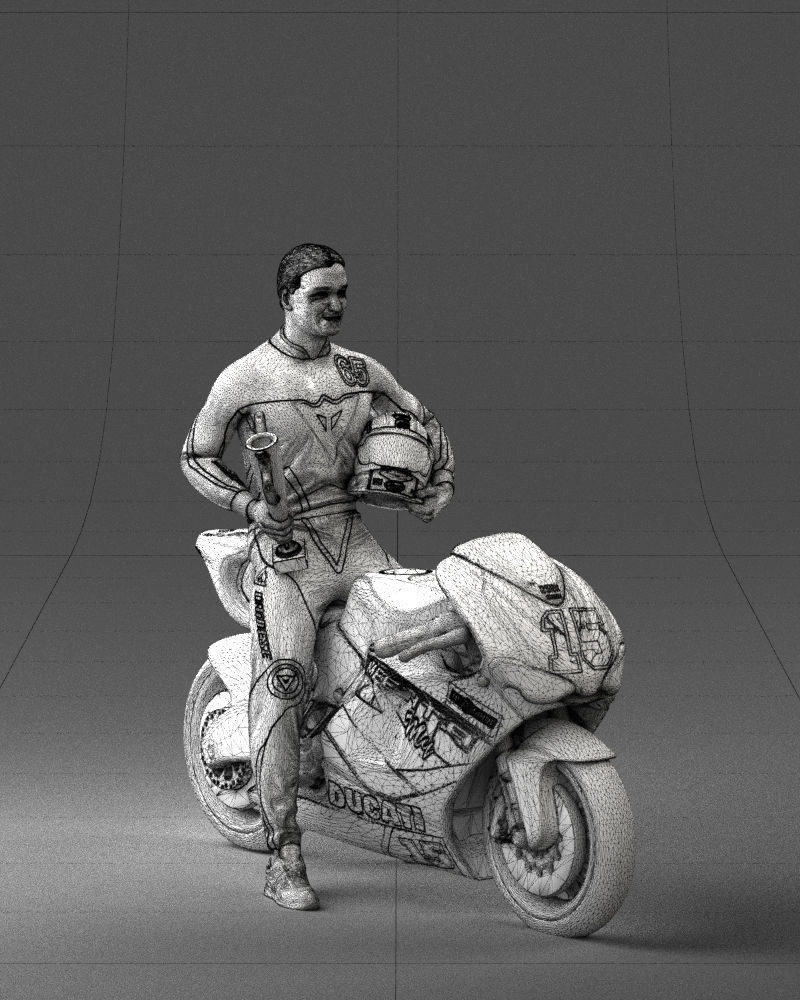 000171 Motorcycle Racer with Bike and Trophy 0809 3dp 3D print model_5