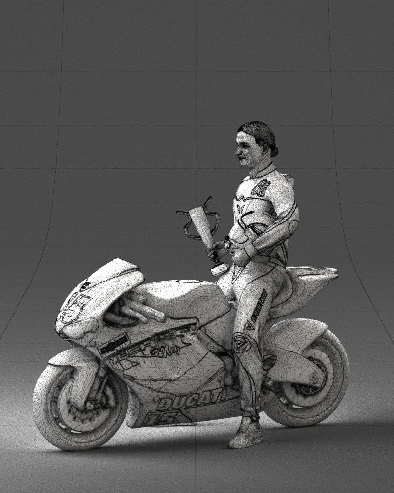 000171 Motorcycle Racer with Bike and Trophy 0809 3dp 3D print model_26