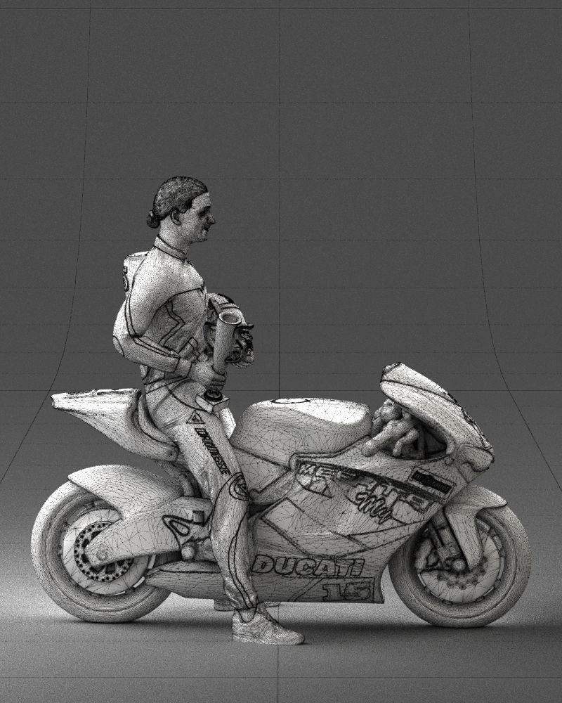 000171 Motorcycle Racer with Bike and Trophy 0809 3dp 3D print model_11