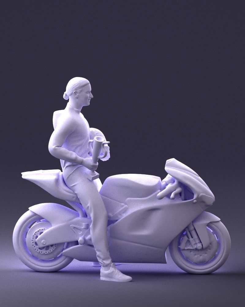 000171 Motorcycle Racer with Bike and Trophy 0809 3dp 3D print model_10