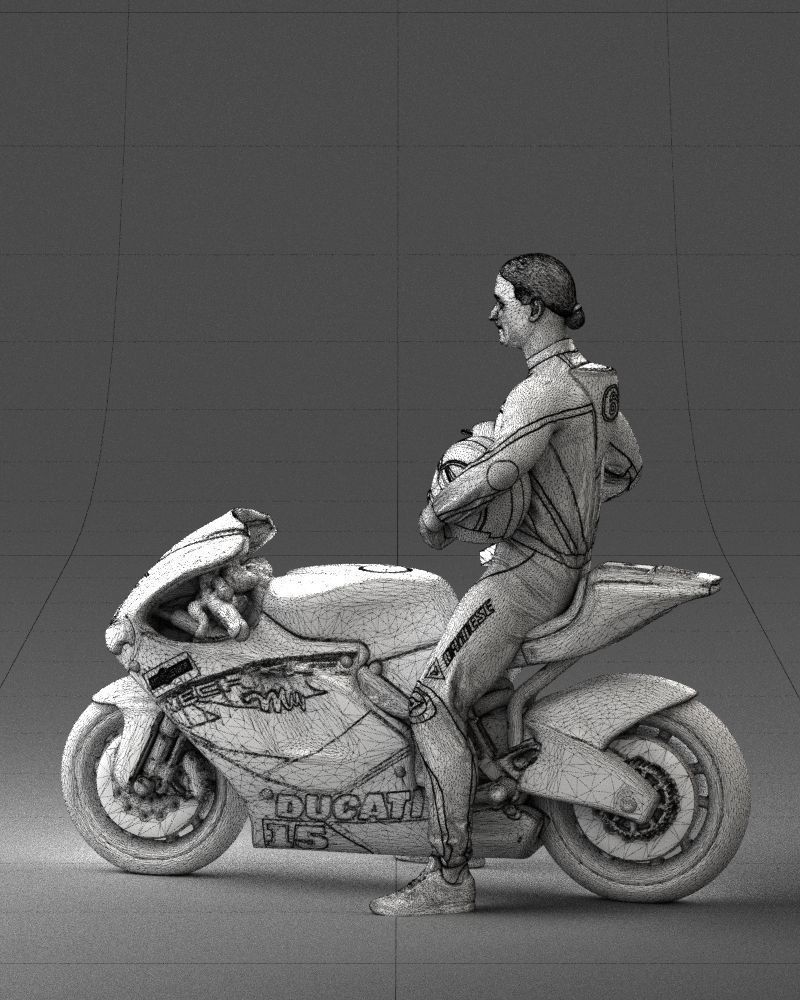 000171 Motorcycle Racer with Bike and Trophy 0809 3dp 3D print model_23