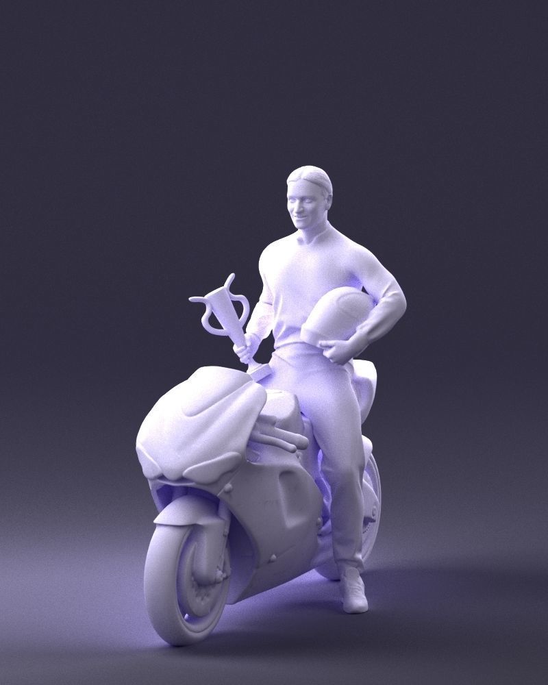 000171 Motorcycle Racer with Bike and Trophy 0809 3dp 3D print model_28