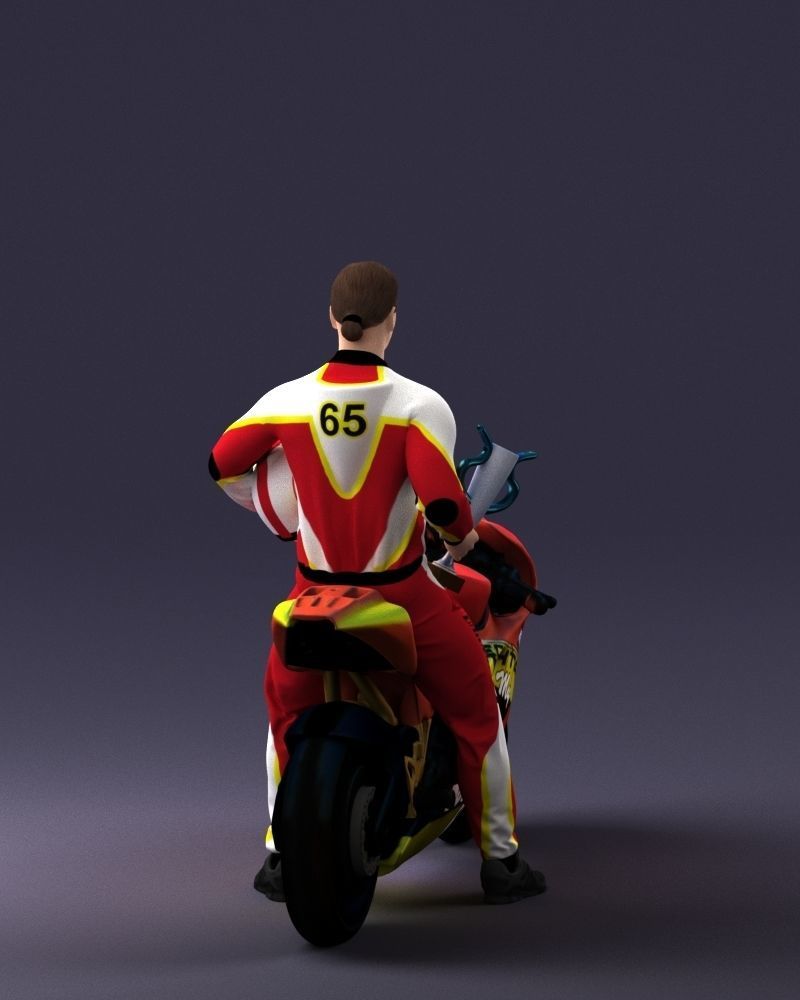 000171 Motorcycle Racer with Bike and Trophy 0809 3dp 3D print model_15