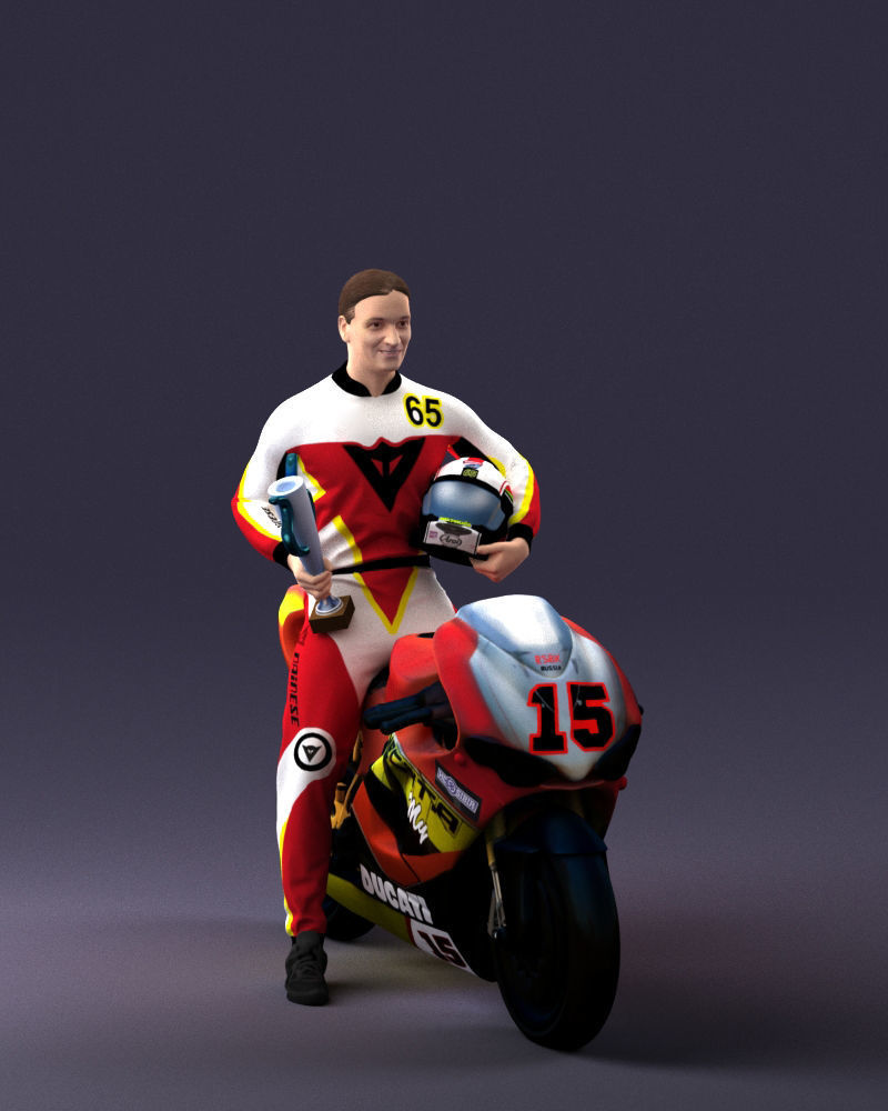 000171 Motorcycle Racer with Bike and Trophy 0809 3dp 3D print model_33