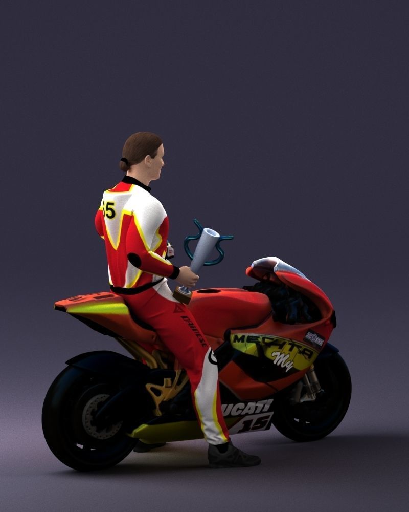 000171 Motorcycle Racer with Bike and Trophy 0809 3dp 3D print model_12