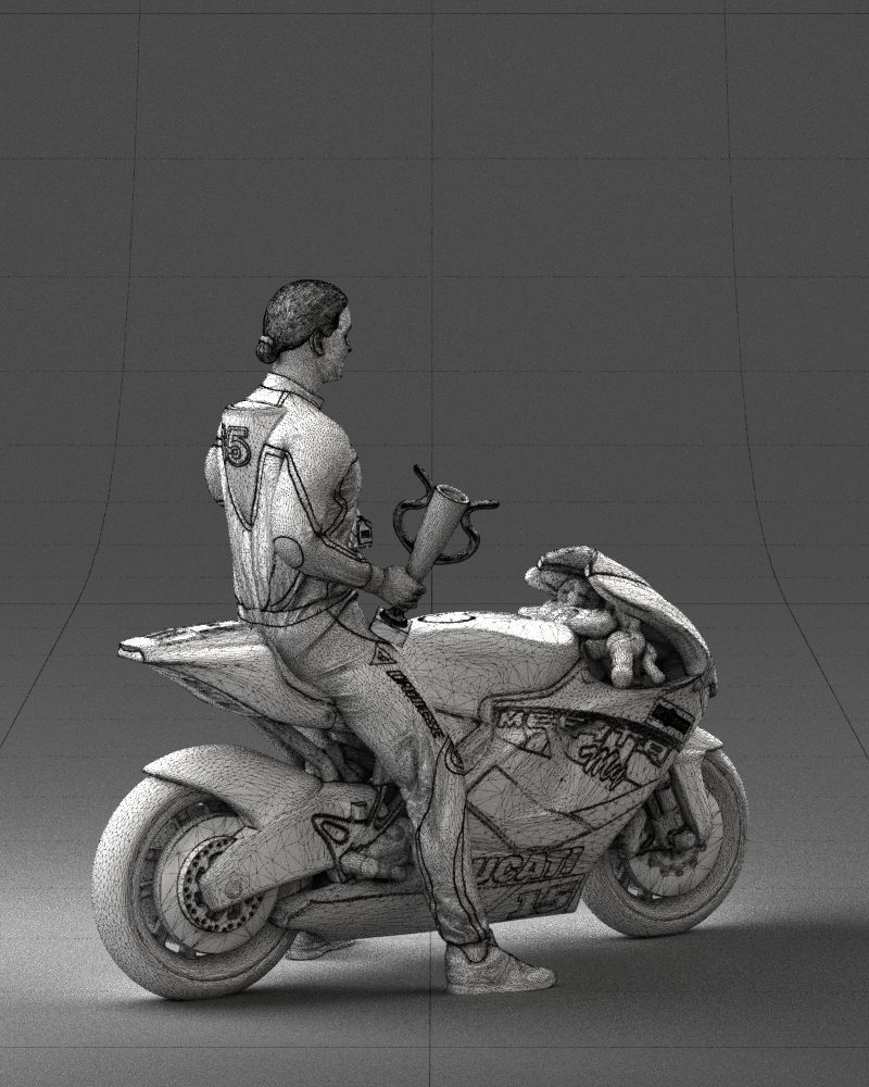 000171 Motorcycle Racer with Bike and Trophy 0809 3dp 3D print model_14
