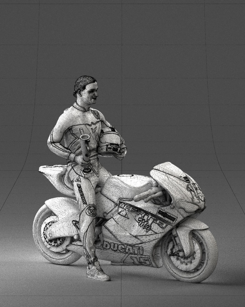 000171 Motorcycle Racer with Bike and Trophy 0809 3dp 3D print model_8