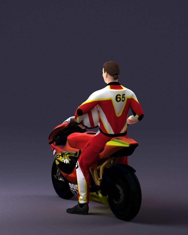 000171 Motorcycle Racer with Bike and Trophy 0809 3dp 3D print model_18